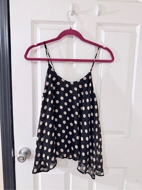 Lovely Day Black Camisole with Cream Polka Dots